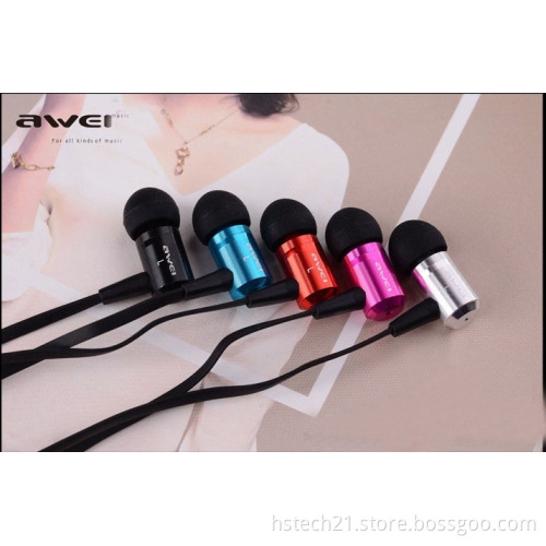 Awei ES-100m in ear earphones deep bass headphones for iphone,HTC,Samsung,MI